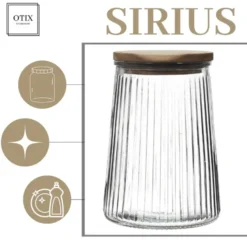 OTIX Voorraadpotten Glas Deksel Snoeppotten Set van 2 Acacia 950ml