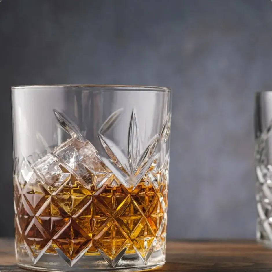 OTIX Whiskey Glazen Set van 4 Kristal Stijlvol 230 ml Dik glas Stevig Sierlijk