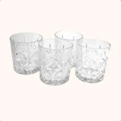OTIX Whiskey Glazen Set van 4 Kristal Stijlvol 230 ml Dik glas Stevig Sierlijk