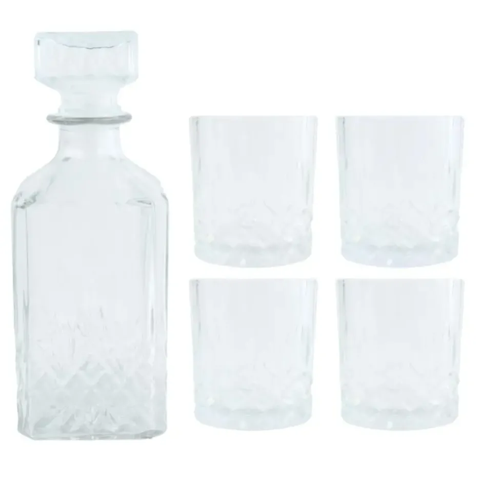 OTIX Whiskey Karaf 4 glazen 5-delig Transparant 900/230 ml Glas