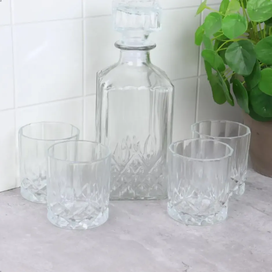 OTIX Whiskey Karaf 4 glazen 5-delig Transparant 900/230 ml Glas