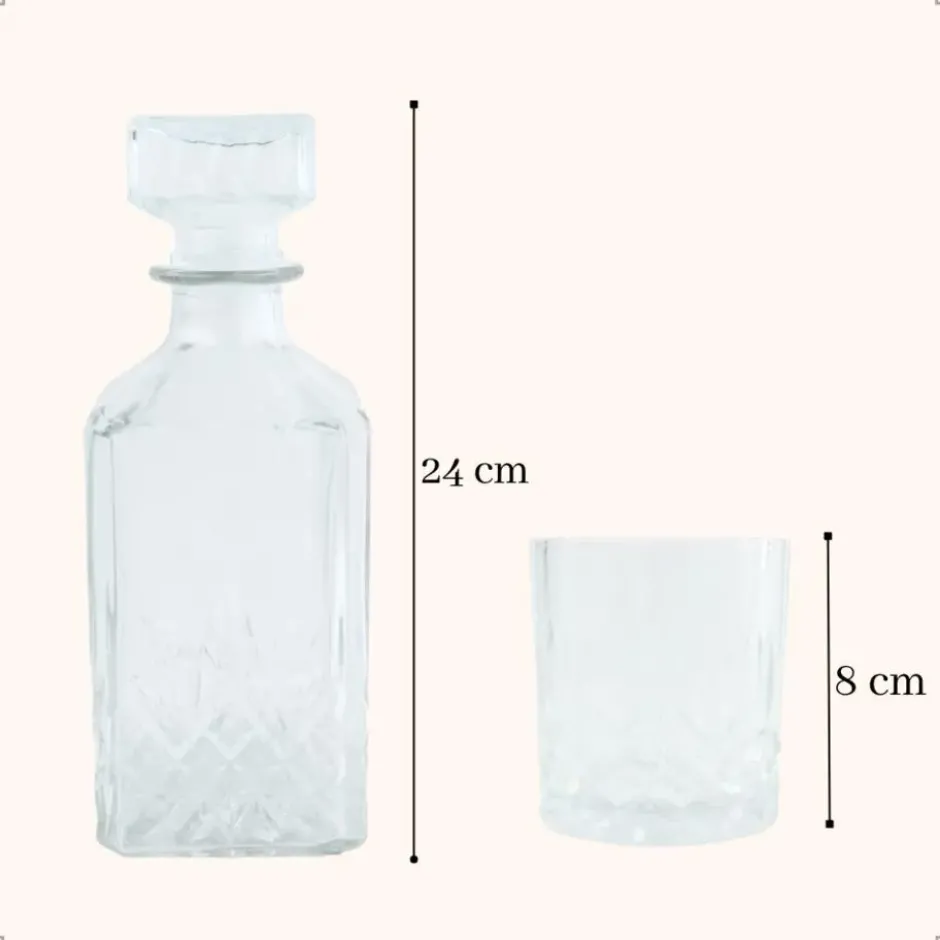 OTIX Whiskey Karaf 4 glazen 5-delig Transparant 900/230 ml Glas
