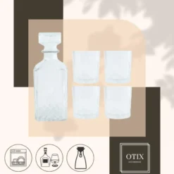 OTIX Whiskey Karaf 4 glazen 5-delig Transparant 900/230 ml Glas