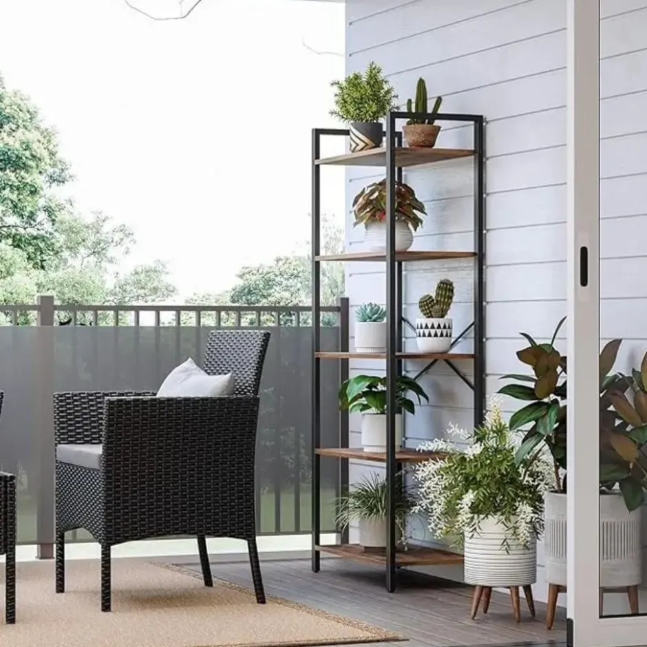 Para Home Boekenkast met stalen frame bruin en zwart
