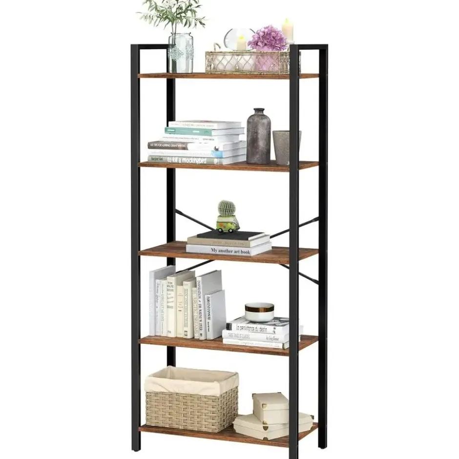 Para Home Boekenkast met stalen frame bruin en zwart