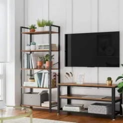 Para Home Boekenkast met stalen frame bruin en zwart