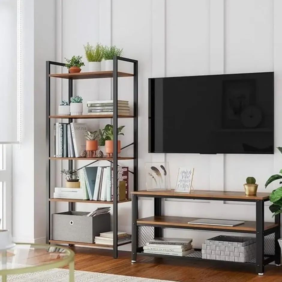 Para Home Boekenkast met stalen frame bruin en zwart