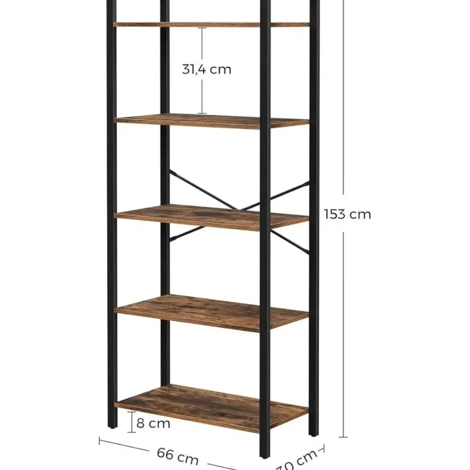 Para Home Boekenkast met stalen frame bruin en zwart