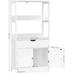 Parya Home - Badkamerkast - 2 Planken - 1 Lade - 2 Deuren