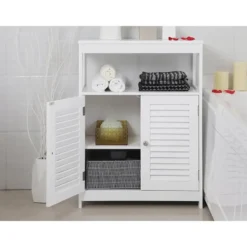 Parya Home - Badkamerkast - Vrijstaande Kast - 2 Deuren - Hout - Wit