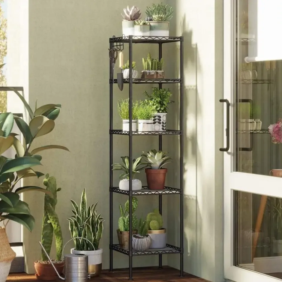 Parya Home - Badkamerrek 5 platen en haken zwart