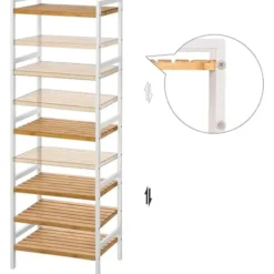 Parya Home - Bamboe Badkamerrek - Rek 5-etage's - Naturel - Wit