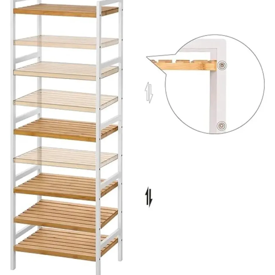 Parya Home - Bamboe Badkamerrek - Rek 5-etage's - Naturel - Wit