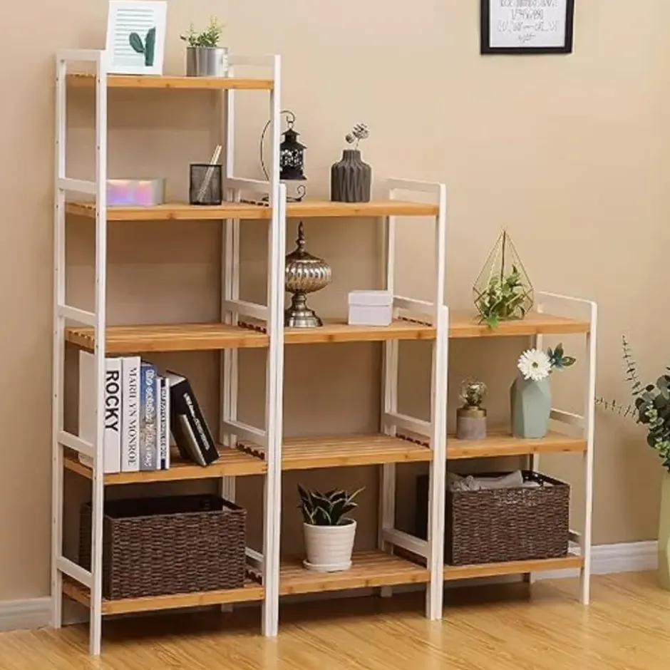 Parya Home - Bamboe Badkamerrek - Rek 5-etage's - Naturel - Wit