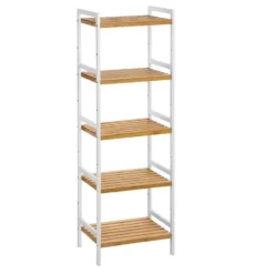Parya Home - Bamboe Badkamerrek - Rek 5-etage's - Naturel - Wit