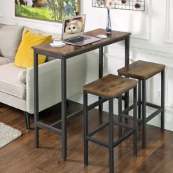 Parya Home - Bartafel - Vintage - Bruin - Hout & Metaal
