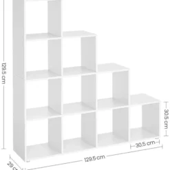 Parya Home Boekenkast, trappen, 10 kubusvakken, wit