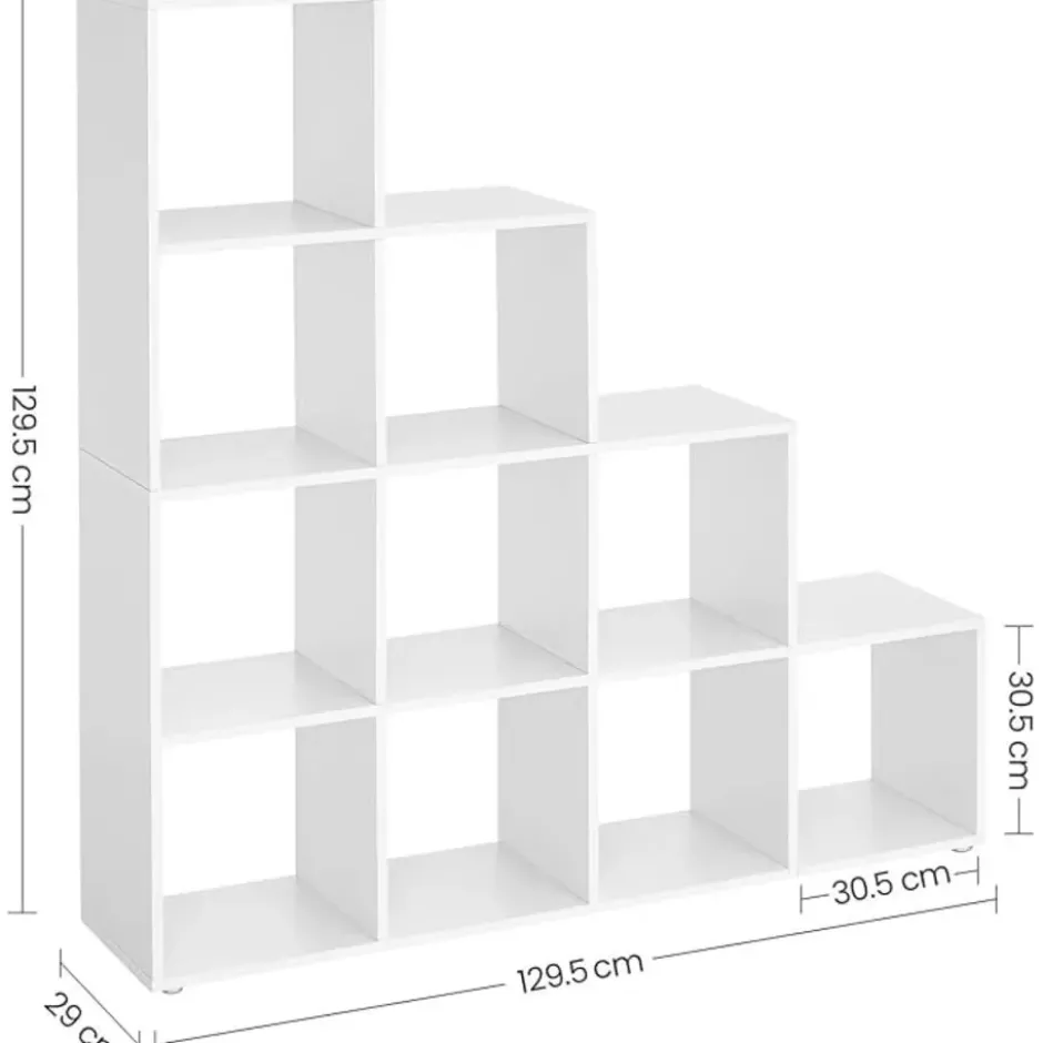 Parya Home Boekenkast, trappen, 10 kubusvakken, wit