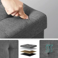 Parya Home - Grijze Poef - Hocker - Donkergrijs