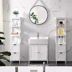 Parya Home - Hoge Badkamerkast - Hout - Wit