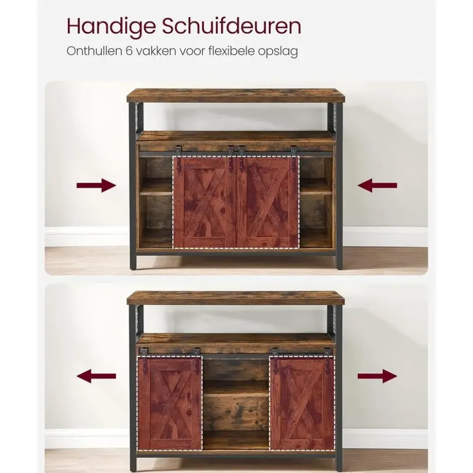 Parya Home Industrieel Sideboard –Keukenkastje met 2 schuifdeuren