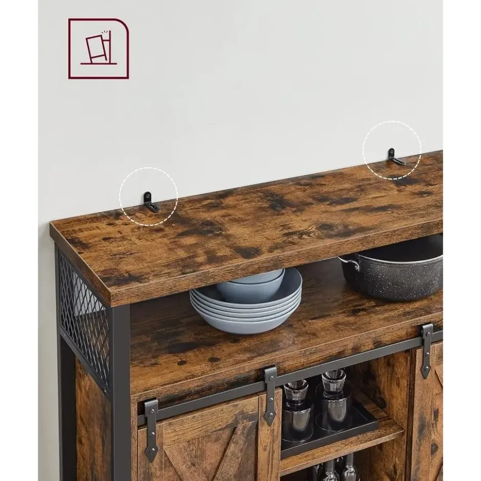 Parya Home Industrieel Sideboard –Keukenkastje met 2 schuifdeuren