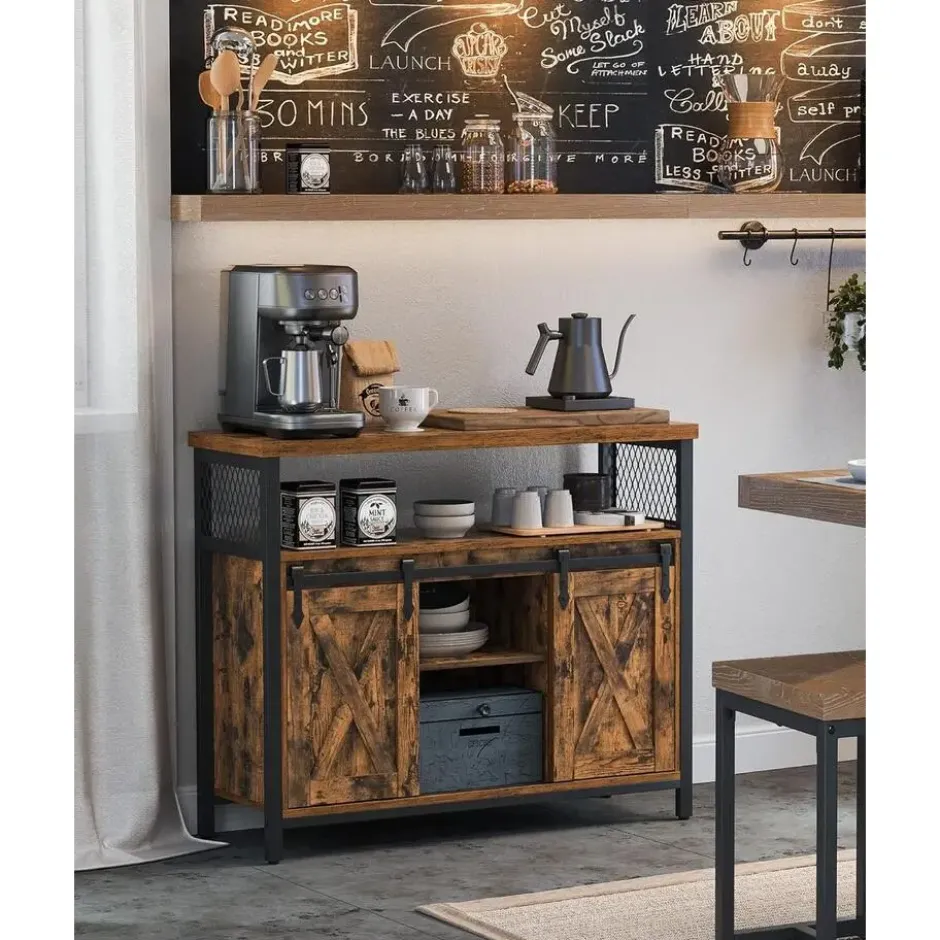Parya Home Industrieel Sideboard –Keukenkastje met 2 schuifdeuren
