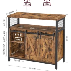 Parya Home Industrieel Sideboard –Keukenkastje met 2 schuifdeuren