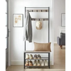 Parya Home 3-in-1 Kapstok met Schoenenrek – Entreekast met bankje