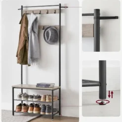 Parya Home 3-in-1 Kapstok met Schoenenrek – Entreekast met bankje