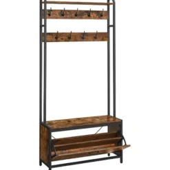 Parya home Kapstok met schoenenkast en bank - vintage bruin zwart