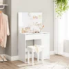 Parya Home kaptafel met spiegel - 1 lade - 2 legplanken - wit