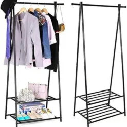 Parya Home - Kledingrek met Schoenenrek in Metaal - 155x87.5cm - Zwart