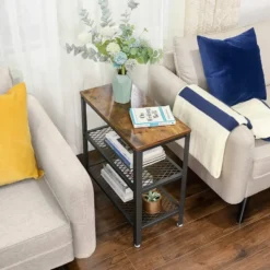 Parya Home - Kleine Houten Bijzettafel - Bruin & Zwart