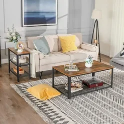Parya Home - Kleine Houten Bijzettafel - Bruin & Zwart