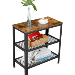 Parya Home - Kleine Houten Bijzettafel - Bruin & Zwart