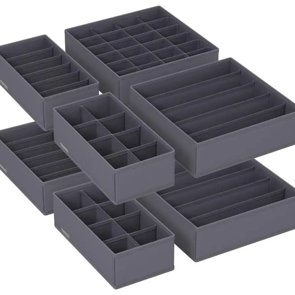 Parya Home Opbergdozen Lade-organizer set van 8 grijs