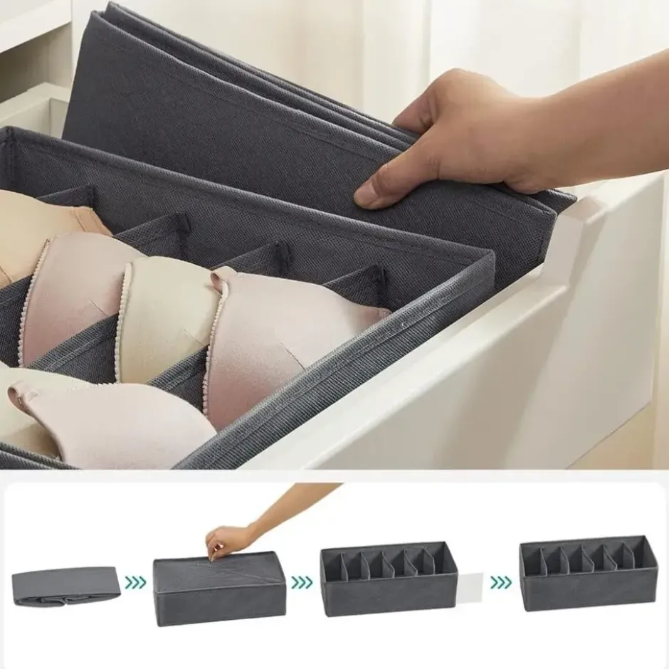 Parya Home Opbergdozen Lade-organizer set van 8 grijs