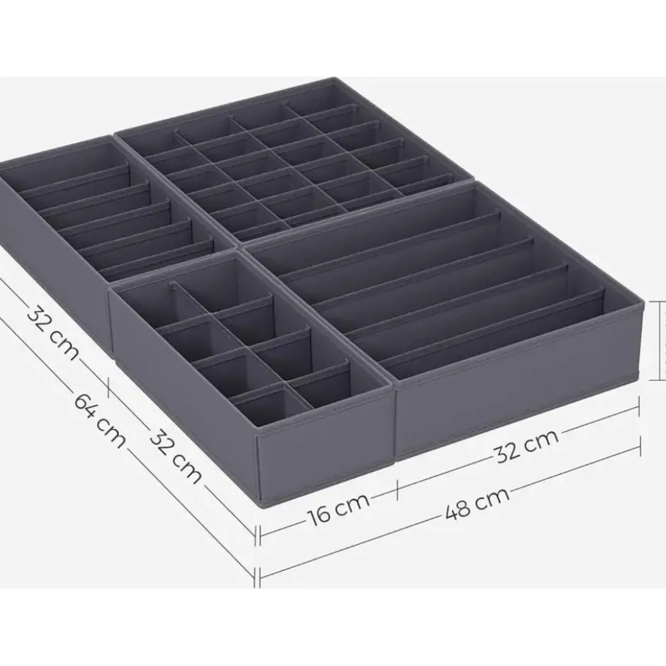 Parya Home Opbergdozen Lade-organizer set van 8 grijs