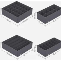 Parya Home Opbergdozen Lade-organizer set van 8 grijs