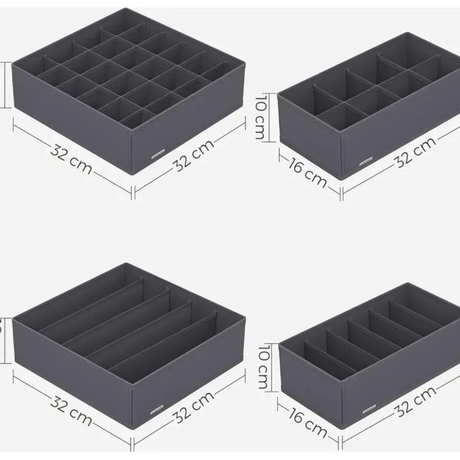 Parya Home Opbergdozen Lade-organizer set van 8 grijs