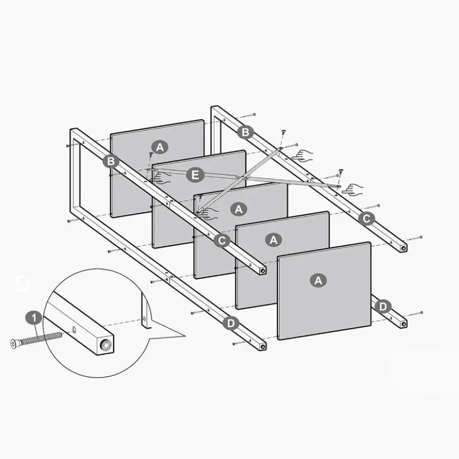 Parya Home Opbergrek met stalen frame, voor woonkamer