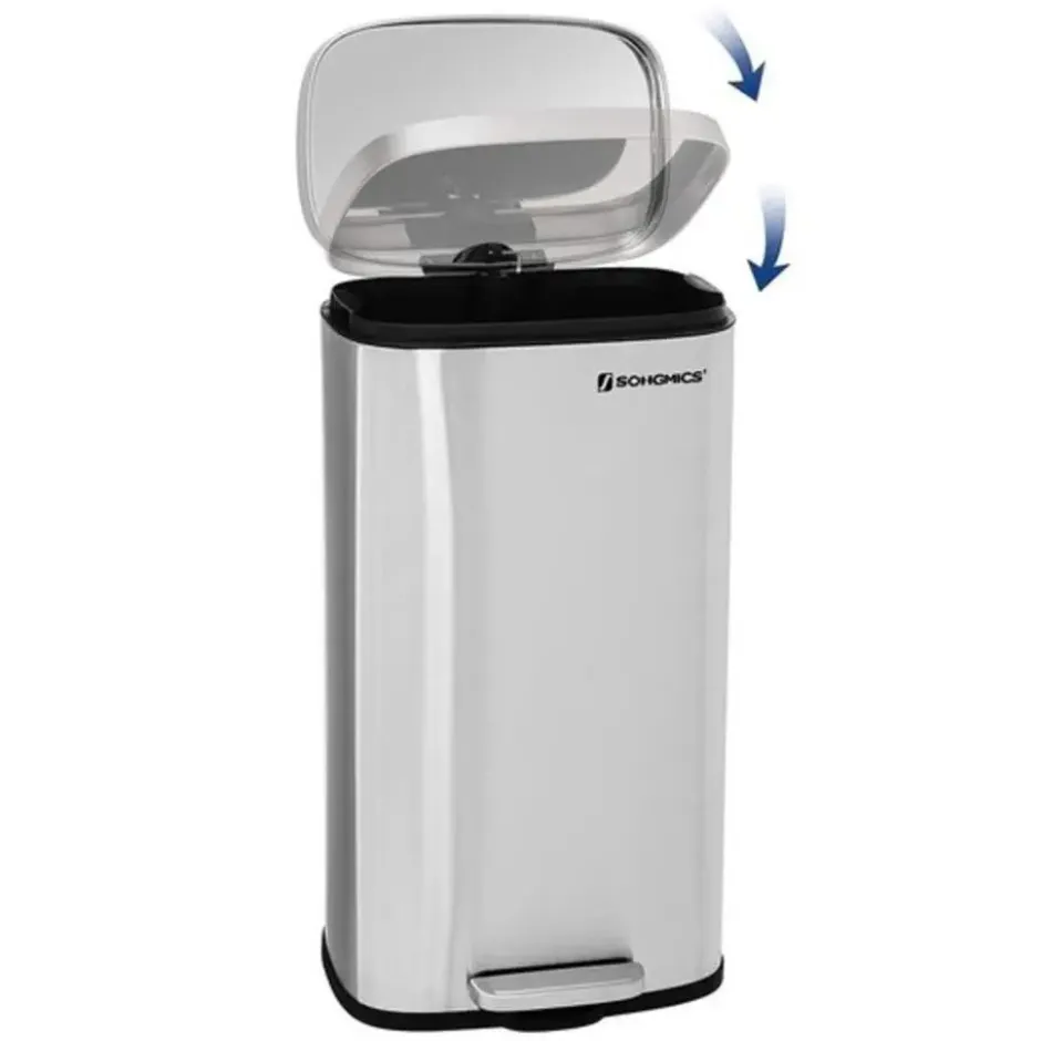Parya home RVS Pedaalemmer - 30 liter - Rechthoekig