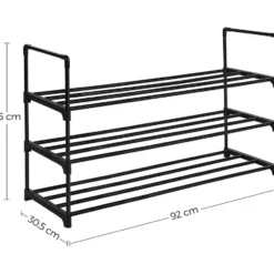 Parya Home schoenenrek met 3-lagen - metalen - zwart