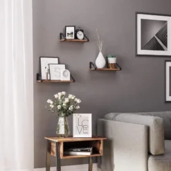 Parya Home Set van 3 Boekenplanken in Vintage Hout Wandplank Industrieel