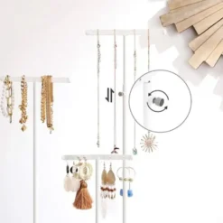 Parya Home - Sierradenrek - Oorbellenstandaard - 2-in-1 - Hout - Wit