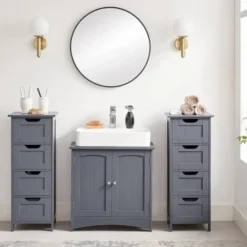 Parya Home - Smalle Ladekast - 4 Lades - Hout - Grijs