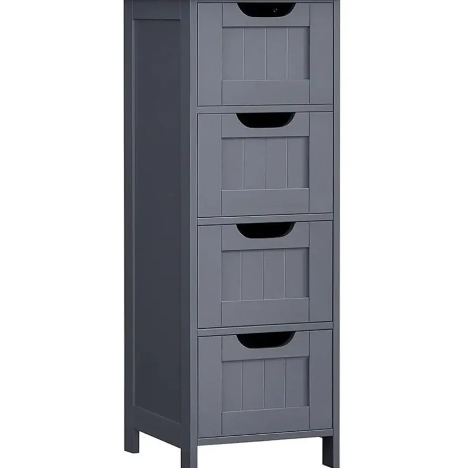 Parya Home - Smalle Ladekast - 4 Lades - Hout - Grijs
