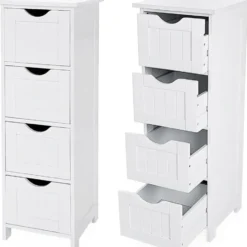 Parya Home - Smalle Ladekast met 4 Lades - Hout - Wit