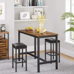 Parya Home - Stabiele Bartafel - Metaal/Spaanplaat - Bruin/Zwart